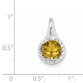 Sterling Silver White Topaz & Whiskey Quartz Circle Pendant